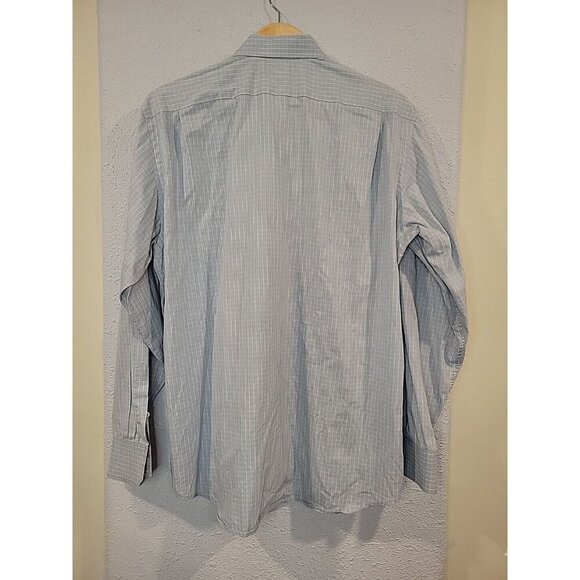 Lacoste Shirt Mens Size 44 Blue Plaid Button Down Long Sleeve Embroidered Logo - Picture 5 of 7